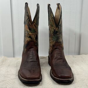 Circle G  Brown Camo Leather Handcrafted Work Western Boots Mens 11